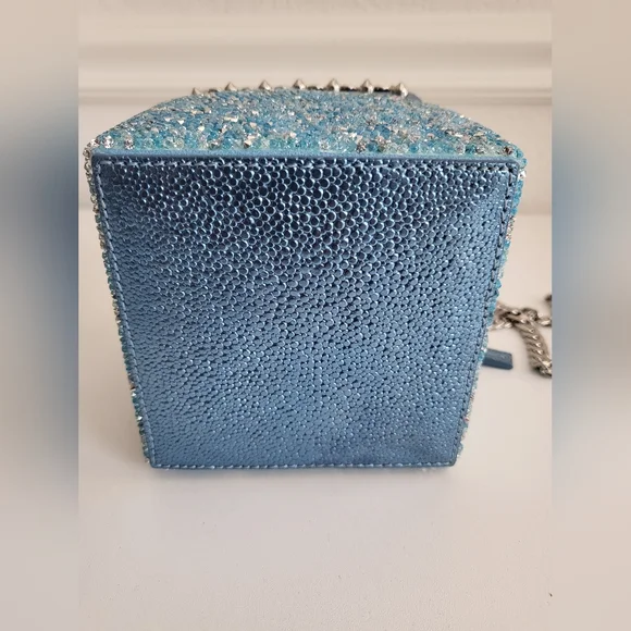 MCM Blue Studded Cube Leather Pouch - Picture 4 of 8